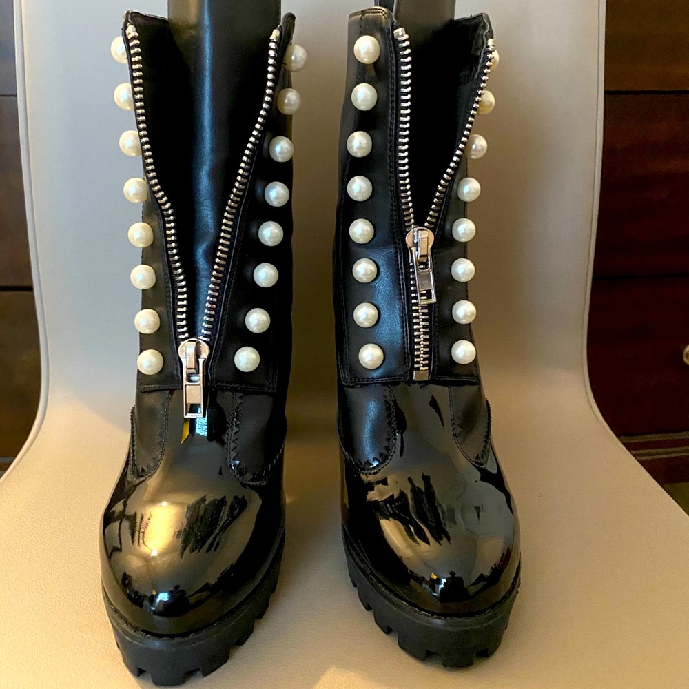 Pearl studded booties